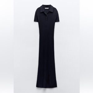 Zara black ribbed polo dress